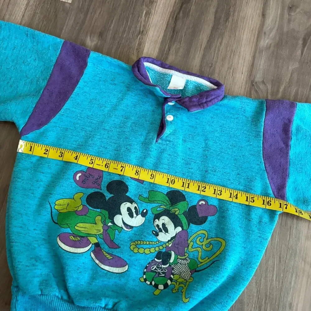 Vintage Disney Mickey Minnie Mouse Sweatshirt Blue 1980s Cursed Size 36